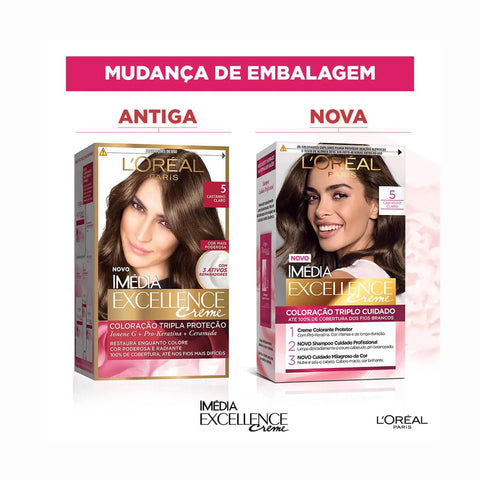 Tintura L'Oréal Imédia Excellence Creme Nº 5 Castanho Claro