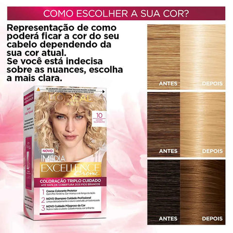 Tintura L'Oréal Imédia Excellence Creme Nº 10 Louro Claríssimo