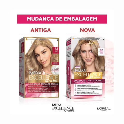 Tintura L'Oréal Imédia Excellence Creme Nº 8.1 Louro Sueco
