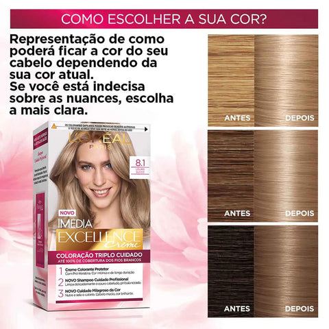 Tintura L'Oréal Imédia Excellence Creme Nº 8.1 Louro Sueco