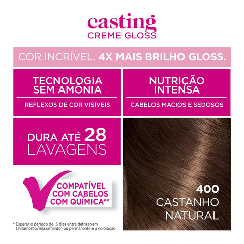 Tonalizante L'Oréal Casting Creme Gloss Nº 400 Castanho Natural