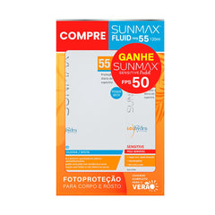 Kit Sunmax Protetor Solar Corporal Fluid + rotetor Solar Corporal Sensitive FPS 55 + 50 - 120 mL + 25 mL
