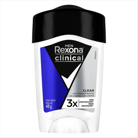 Desodorante Masculino Rexona Men Clinical Clean, Creme, 1 Unidade Com 48G