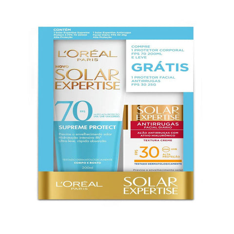 Kit L'Oréal Expertise Supreme Protect Protetor Solar Corporal + Protetor Solar Facial Antirrugas FPS 70 - 25 g