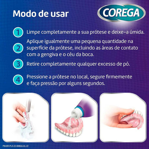 Fixador Para Dentadura Corega Em Pó, 1 Unidade Com 22G