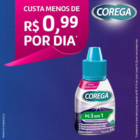 Fixador Para Dentadura Corega Em Pó, 1 Unidade Com 22G