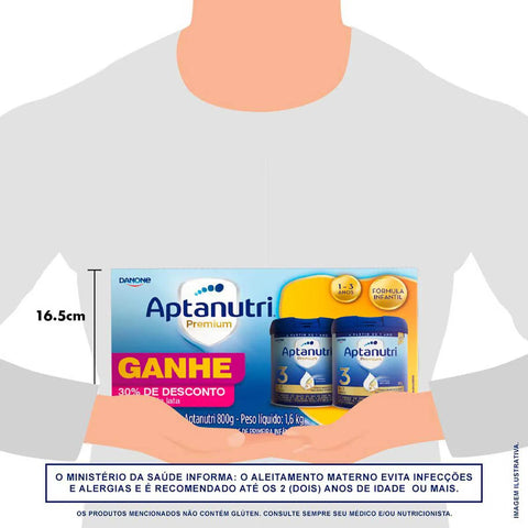 Fórmula Infantil Aptanutri Premium 3 1 a 3 Anos - 2 x 800 g