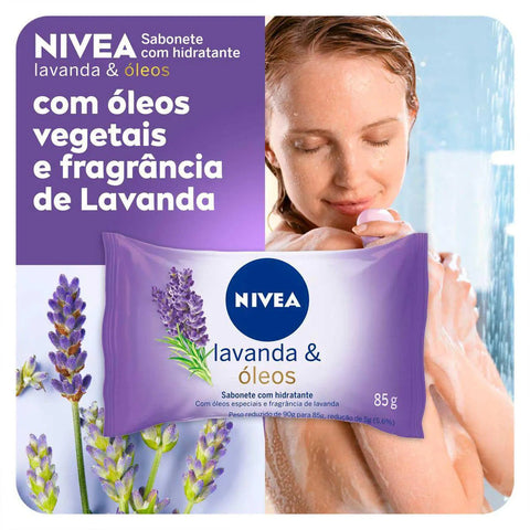 Sabonete Hidratante Nivea Lavanda e Óleos, Barra, 1 Unidade Com 85G