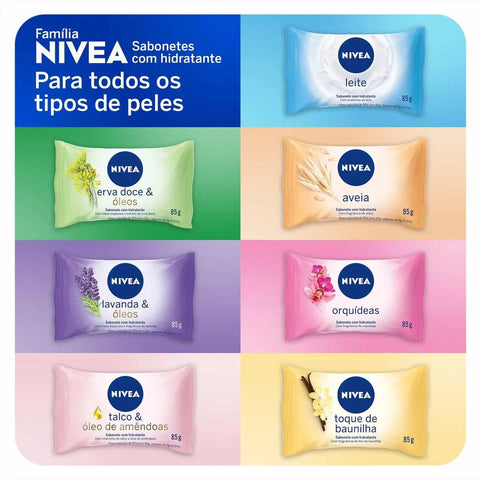 Sabonete Hidratante Nivea Lavanda e Óleos, Barra, 1 Unidade Com 85G