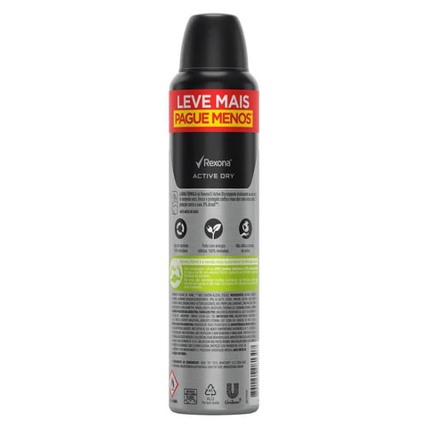 Desodorante Antitranspirante Masculino Rexona Men Aactive Dry, Aerossol, 1 Unidade Com 250Ml, Leve Mais Pague Menos