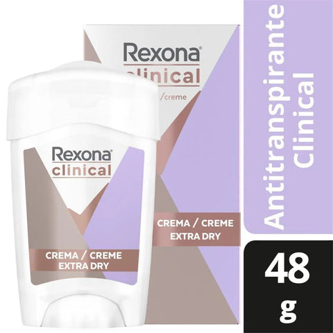 Desodorante Feminino Rexona Women Clinical Extra Dry, Cream Stick, 1 Unidade Com 48G