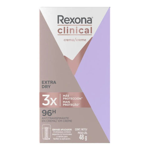 Desodorante Feminino Rexona Women Clinical Extra Dry, Cream Stick, 1 Unidade Com 48G