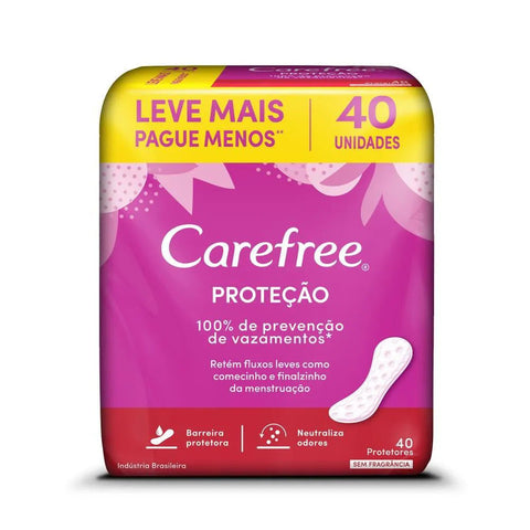 Protetor Diário Carefree Sem Perfume 40 Unidades