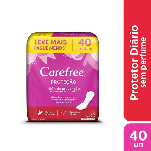 Protetor Diário Carefree Sem Perfume 40 Unidades