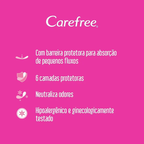 Protetor Diário Carefree Sem Perfume 40 Unidades