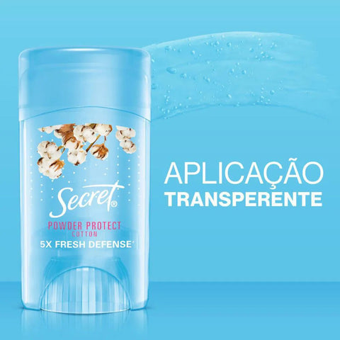 Desodorante Feminino Secret Clear Gel Powder Protect Cotton, Stick Com 45G
