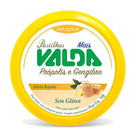 Pastilhas Valda Mais Própolis e Gengibre 50G - Sem Açúcar