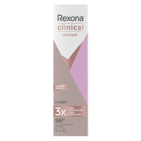 Desodorante Feminino Rexona Women Clinical Classic, Aerossol, 1 Unidade Com 150Ml