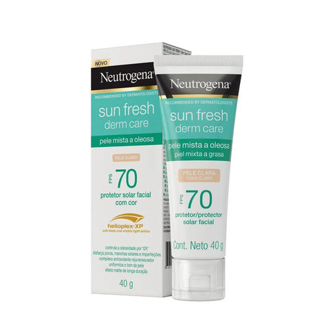 Protetor Solar Facial Neutrogena Sun Fresh Derm Care Pele Clara - Mista a Oleosa - FPS 70 - 40 g