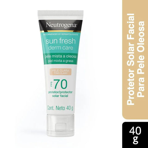 Protetor Solar Facial Neutrogena Sun Fresh Derm Care Pele Clara - Mista a Oleosa - FPS 70 - 40 g