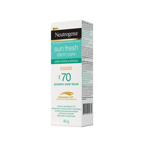 Protetor Solar Facial Neutrogena Sun Fresh Derm Care Pele Clara - Mista a Oleosa - FPS 70 - 40 g