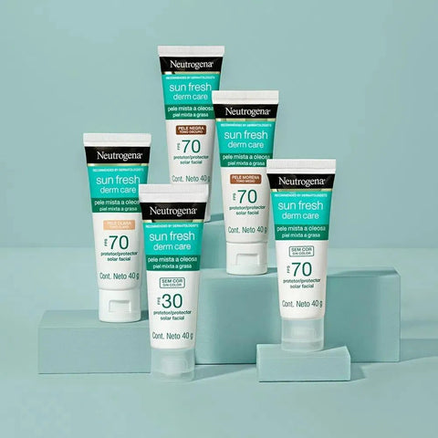 Protetor Solar Facial Neutrogena Sun Fresh Derm Care Pele Clara - Mista a Oleosa - FPS 70 - 40 g