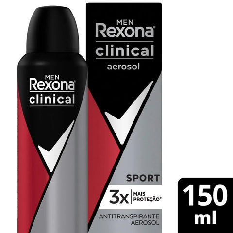 Desodorante Masculino Rexona Men Clinical Sport, Aerossol, 1 Unidade Com 150Ml