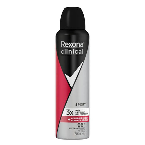 Desodorante Masculino Rexona Men Clinical Sport, Aerossol, 1 Unidade Com 150Ml
