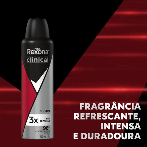 Desodorante Masculino Rexona Men Clinical Sport, Aerossol, 1 Unidade Com 150Ml