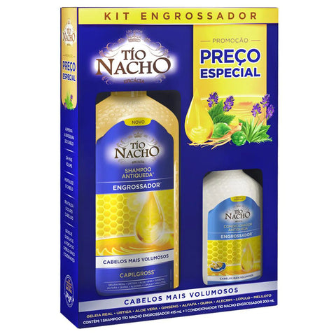 Kit Tío Nacho Antiqueda Engrossador Shampoo, 1 Unidade Com 415Ml + Condicionador, 1 Unidade Com 200Ml