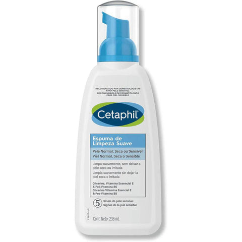 Espuma de Limpeza Facial Cetaphil Suave Pele Normal, Seca e Sensível - 236 mL