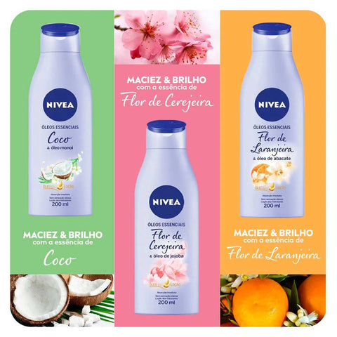 Hidratante Corporal Nivea Óleos Essenciais Flor de Cerejeira e Óleo de Jojoba Com 200Ml