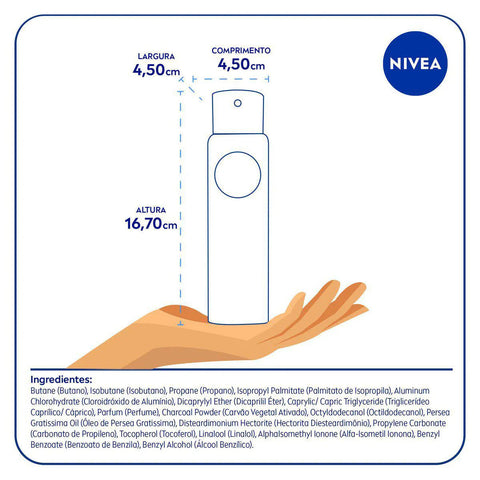 Desodorante Antitranspirante Masculino Nivea Men Deep Carvão Ativado Amadeirado, Aerossol, 1 Unidade Com 150Ml
