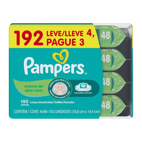 Lenço Umedecido Pampers Aloe Vera 192 Unidades