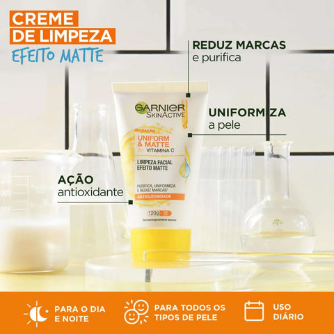 Sabonete Líquido Facial Garnier Skinactive Uniform&Matte 120G