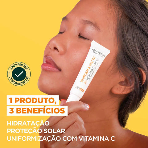 Protetor Solar Hidratante Facial Garnier Skinactive Uniform & Matte Vitamina C FPS 30 - 15 g
