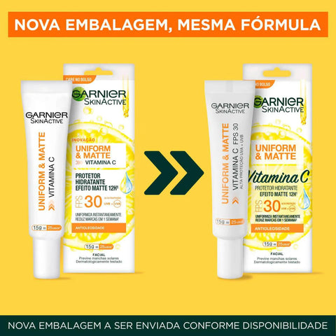 Protetor Solar Hidratante Facial Garnier Skinactive Uniform & Matte Vitamina C FPS 30 - 15 g