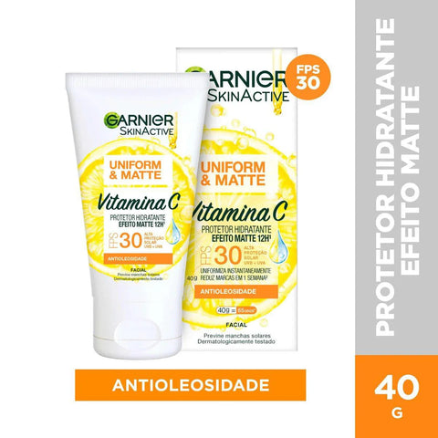 Protetor Solar Hidratante Facial Garnier Skinactive Uniform & Matte Vitamina C FPS 30 - 40 g