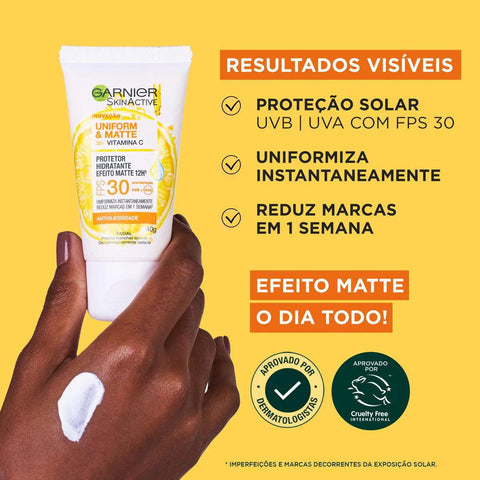 Protetor Solar Hidratante Facial Garnier Skinactive Uniform & Matte Vitamina C FPS 30 - 40 g