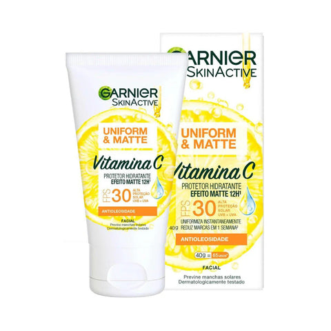 Protetor Solar Hidratante Facial Garnier Skinactive Uniform & Matte Vitamina C FPS 30 - 40 g