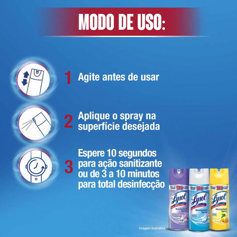 Spray Desinfetante Lysol Pureza Do Algodão Com 354g