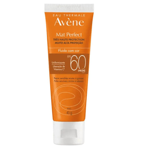 Protetor Solar Facial Avène Mat Perfect Com Cor - FPS 60 - 40 g