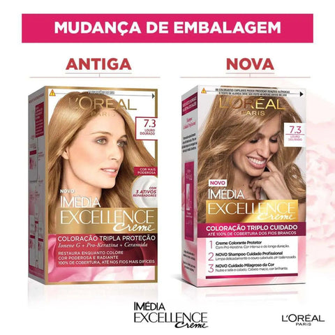 Tintura L'Oréal Imédia Excellence Creme Nº 7.3 Louro Dourado