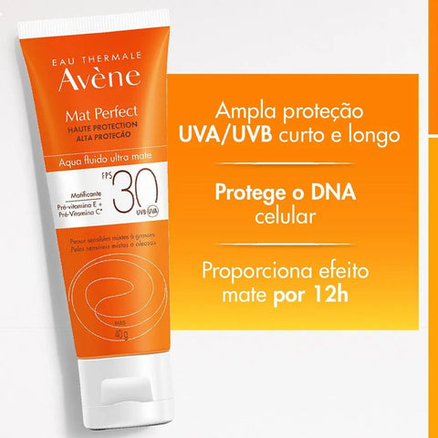 Protetor Solar Facial Avène Mat Perfect Sem Cor - FPS 30 - 40 g