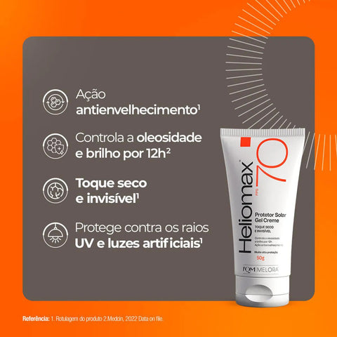 Protetor Solar Facial Heliomax Gel FPS 70 - 50 g