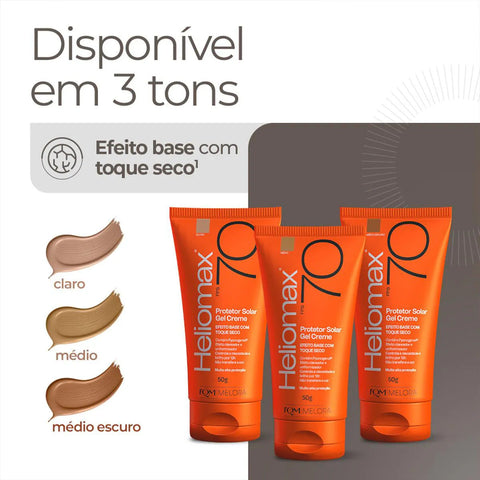 Protetor Solar Facial Heliomax Gel Médio Escuro - FPS 70 - 50 g