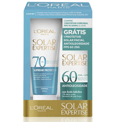 Kit L'Oréal Expertise Corporal Supreme Protect 4 Protetor Solar Corporal + Protetor Solar Facial Antioleosidade FPS 70 + 60 - 200 mL + 25 g