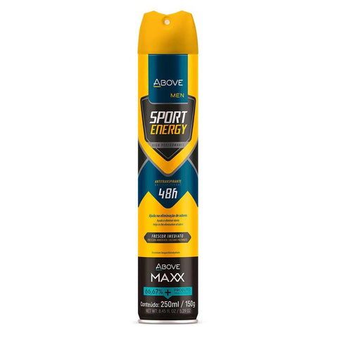 Desodorante Antitranspirante Above Men Maxx, Sport Energy, Aerossol Com 250Ml