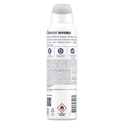 Desodorante Antitranspirante Feminino Rexona Motionsense Invisible, Aerossol, 1 Unidade Com 150Ml