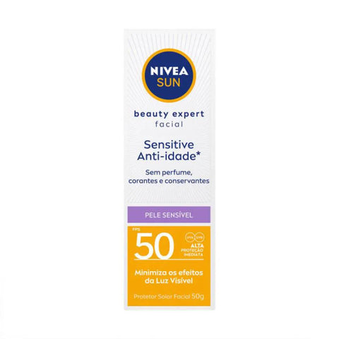 Protetor Solar Facial Nivea Sun Beauty Expert Sensitive Anti-Idade Sensível FPS 50 - 50 g